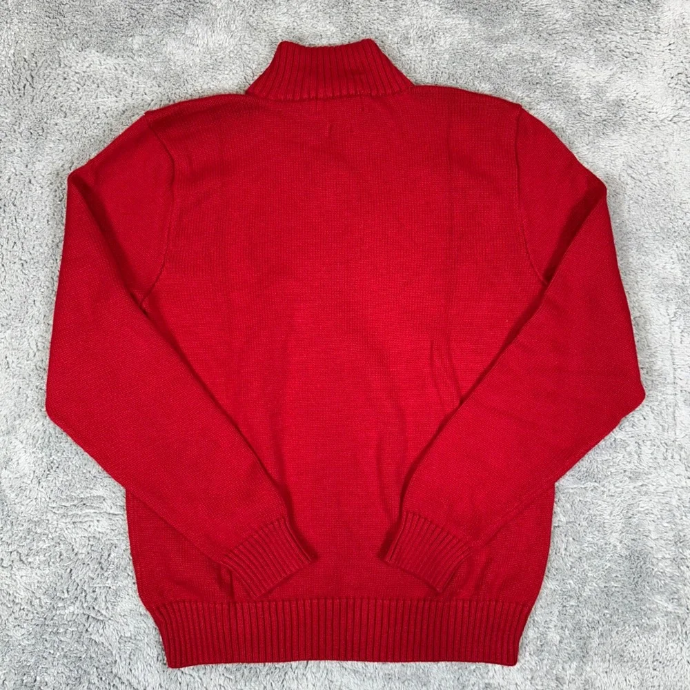Polo Ralph Lauren Mens Red 100% Cotton Quarter Zip Pullover Sweater Large